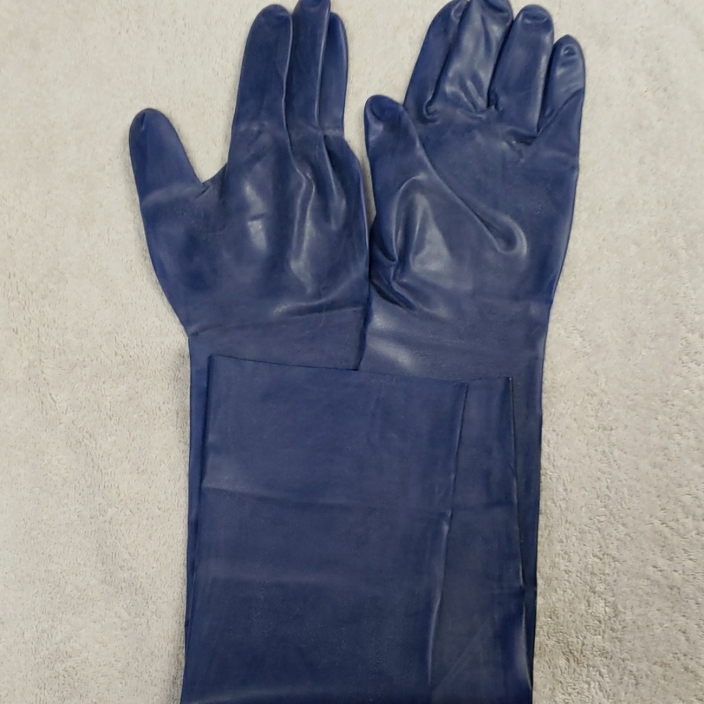 Latex Elbow Gloves, Blue